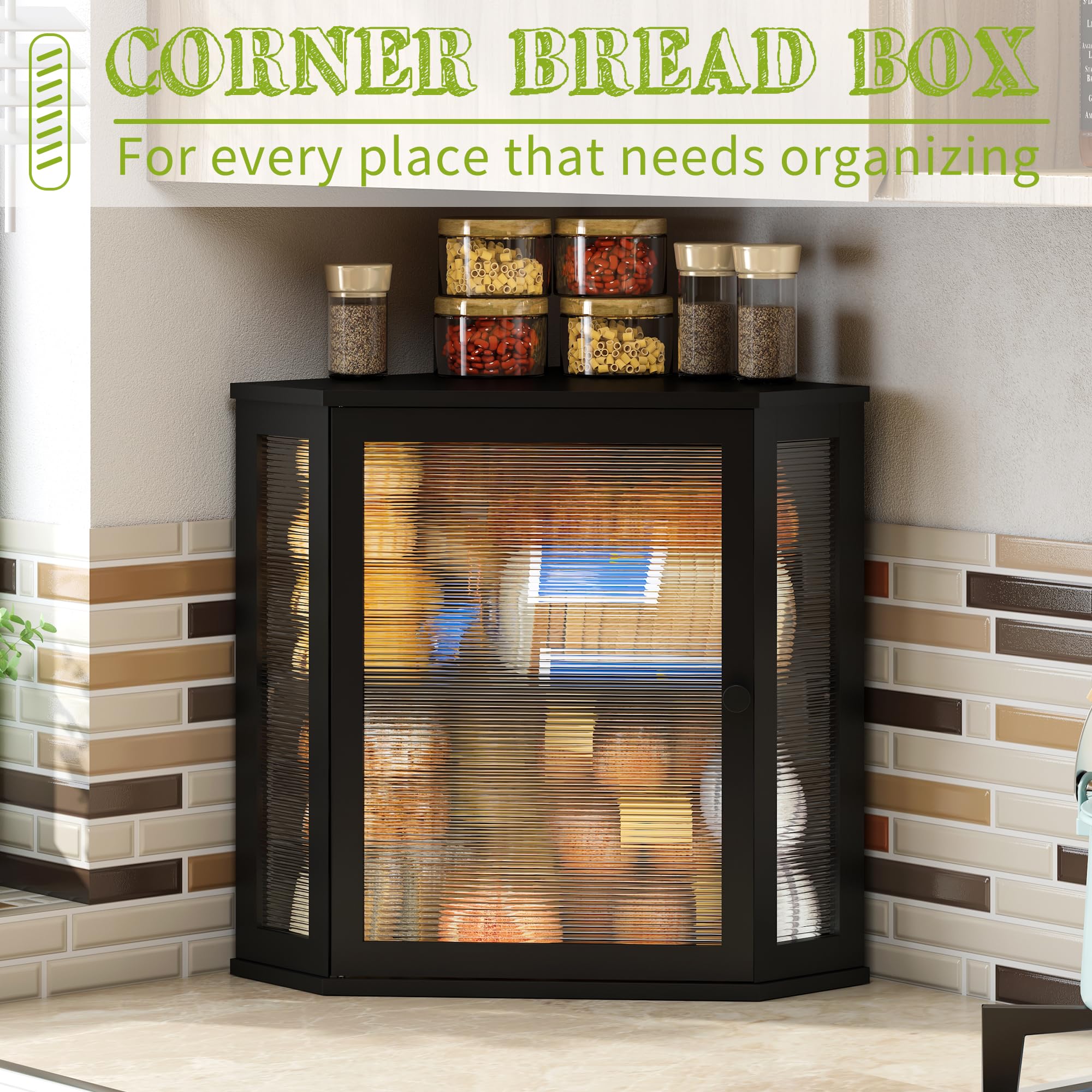 BMOSU Kitchen Organizer in farmhouse style for bread and fruits