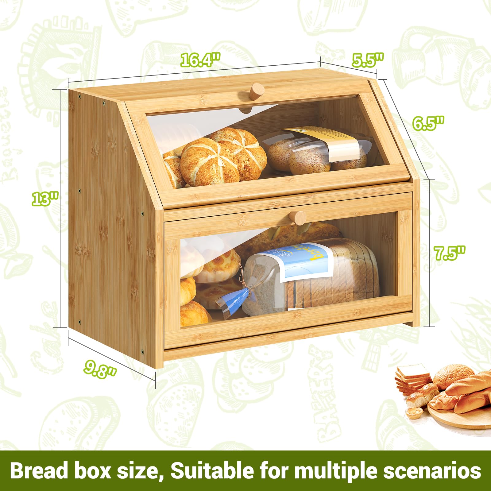 BMOSU space saving design bread box maximizing counter organization