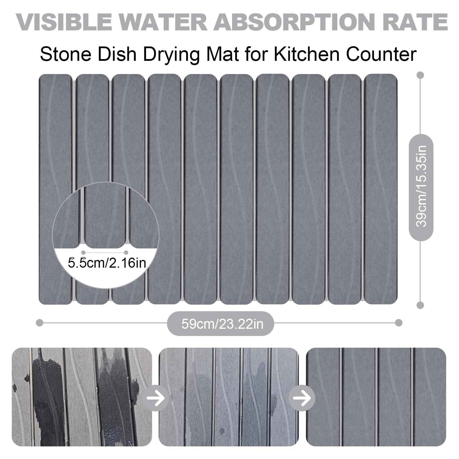 Bmrewax Stone Drying Mat folded for compact storage, saving counter space.