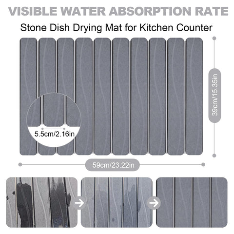 Bmrewax Stone Drying Mat folded for compact storage, saving counter space.