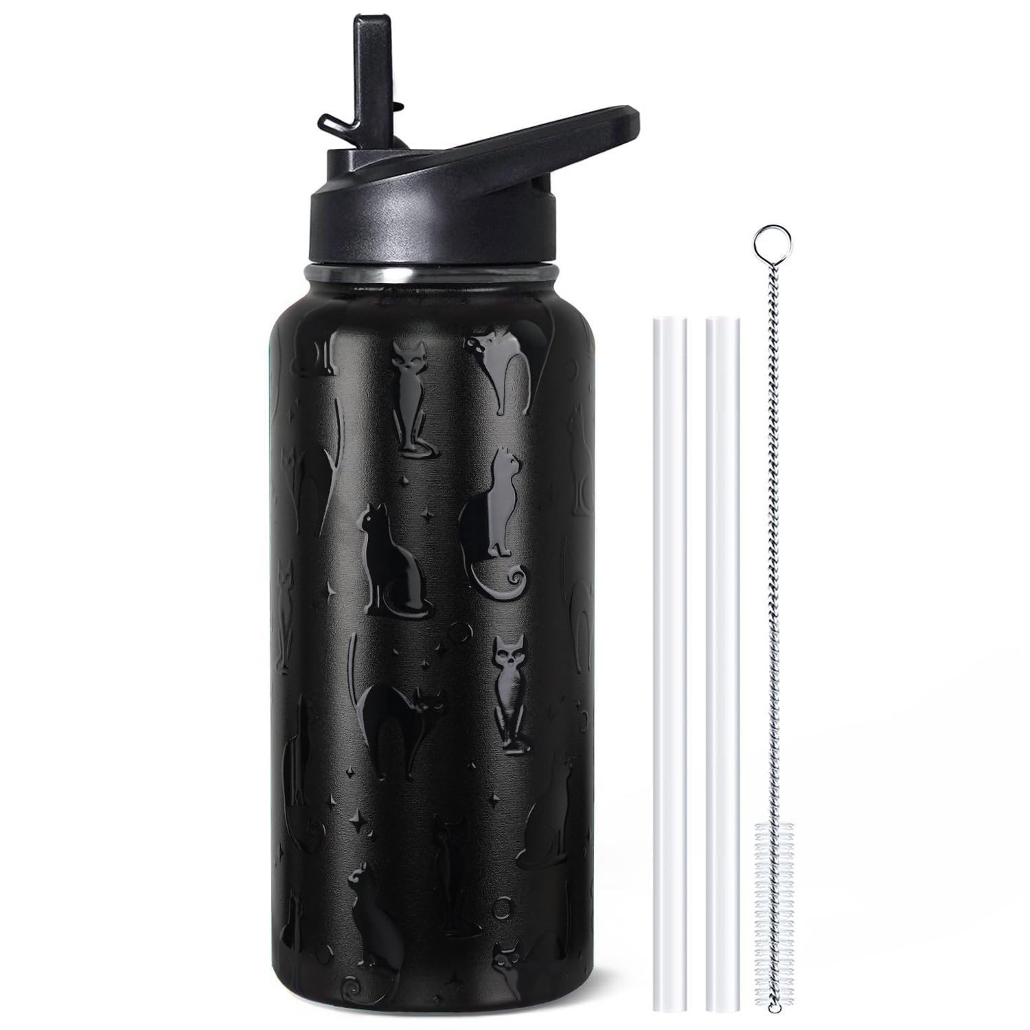 bmxbsk 32 oz Halloween tumbler with 3D black cat design for spooky style