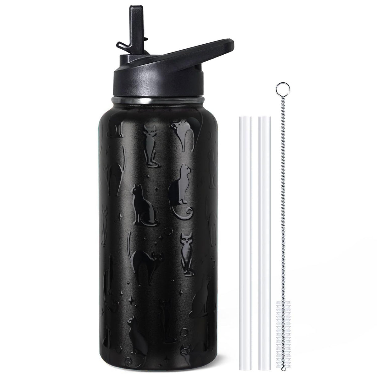 bmxbsk 32 oz Halloween tumbler with 3D black cat design for spooky style