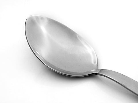 Dishware-ready Kunz spoon design with a sleek brushed finish.