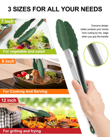 Bnlcd ergonomic handle kitchen tongs provide comfortable grip during cooking.