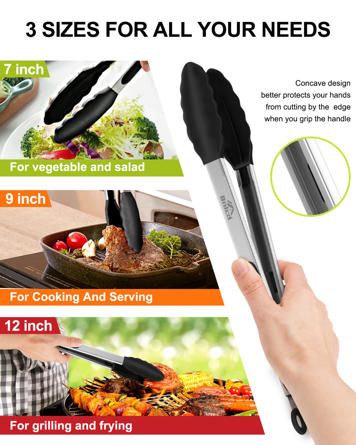 BNLCD non-slip grip enhances control while cooking.