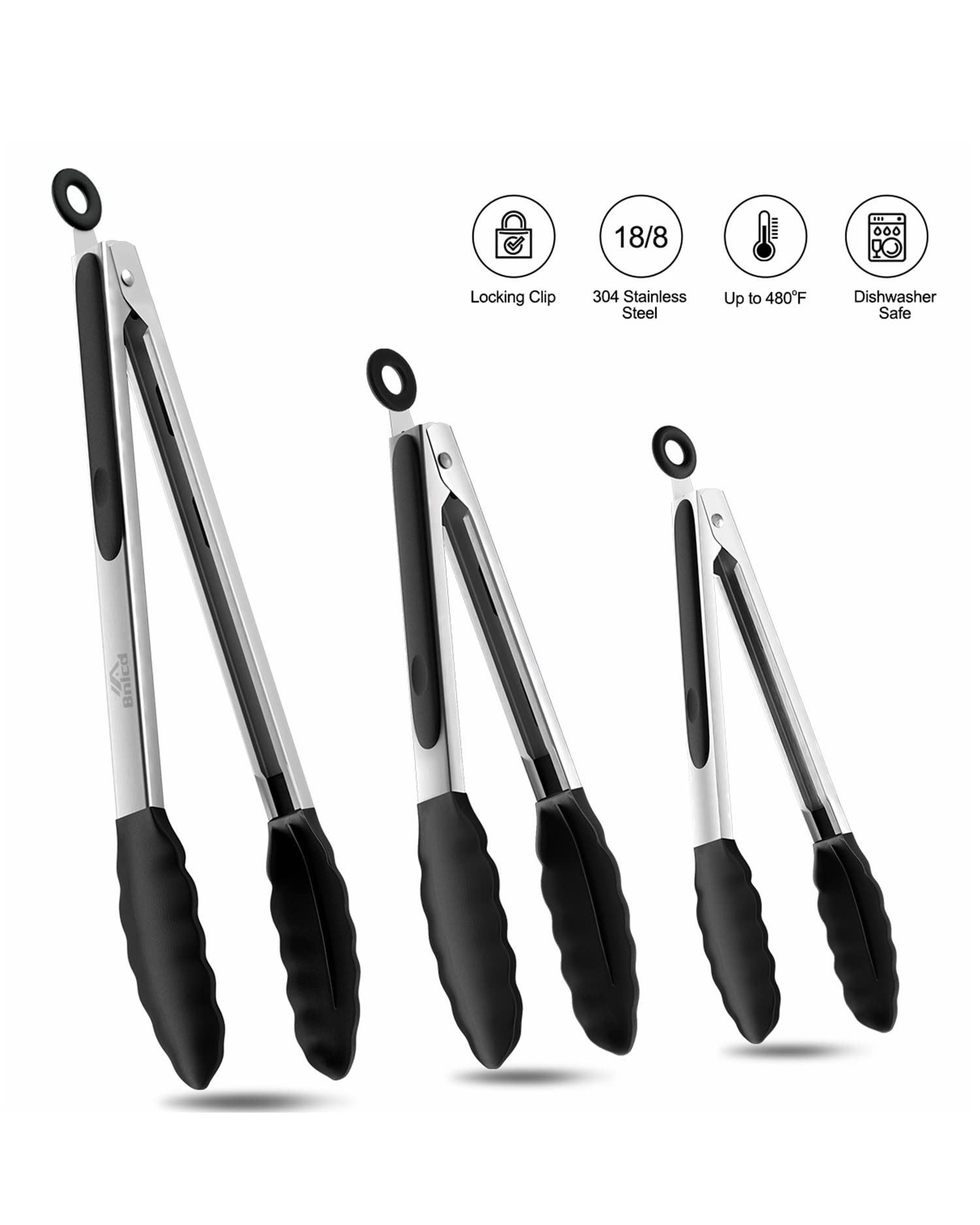 BNLCD set of three tongs for indoor and outdoor versatility.