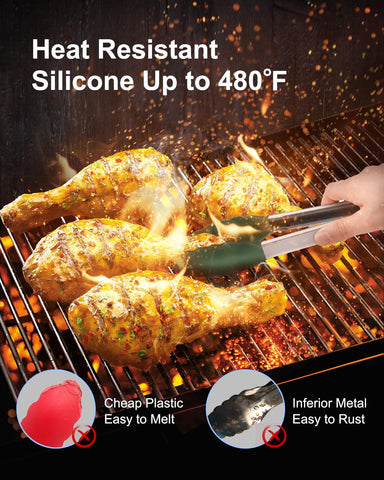 Bnlcd locking pull-ring tongs for easy open and secure storage.