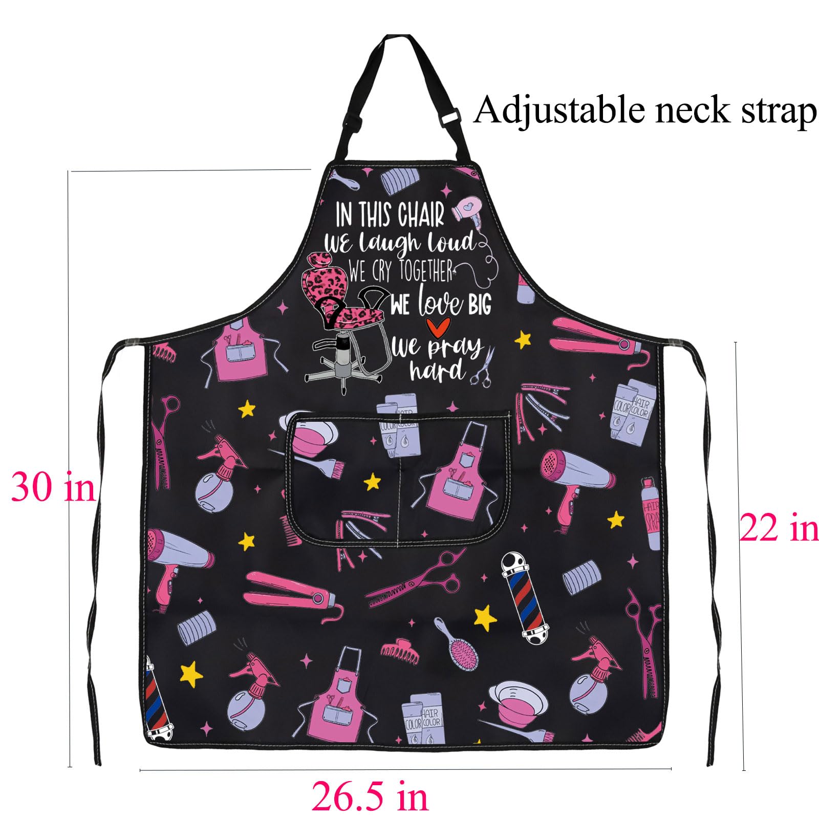 BNQL salon apron with adjustable neck strap ensures comfortable wear all day.