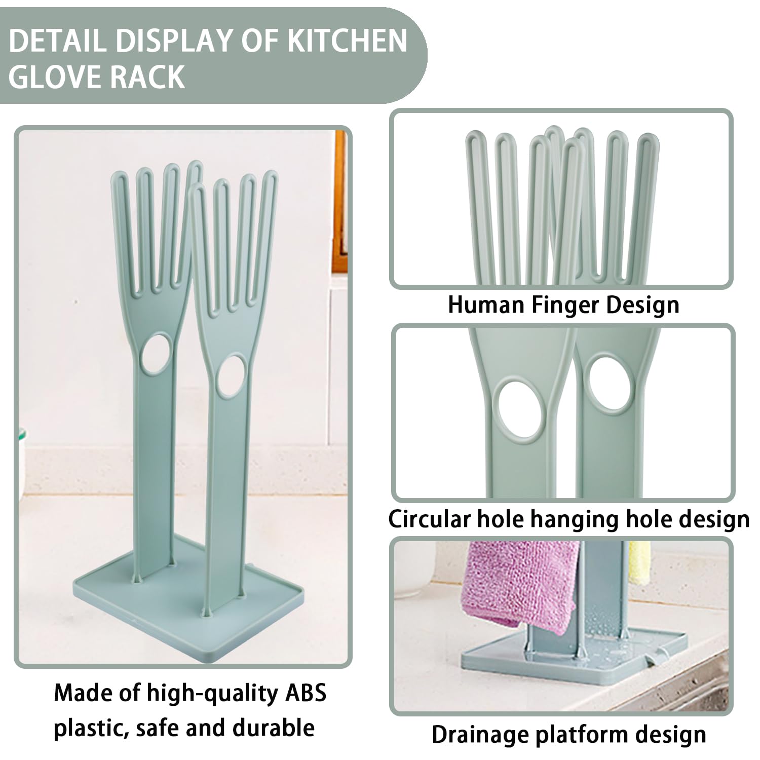 Bntyok water-collection feature keeps surfaces clean after glove use.