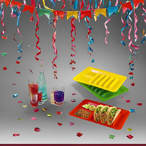 BNYD colorful plastic plates are durable and microwave-safe for quick taco nights.