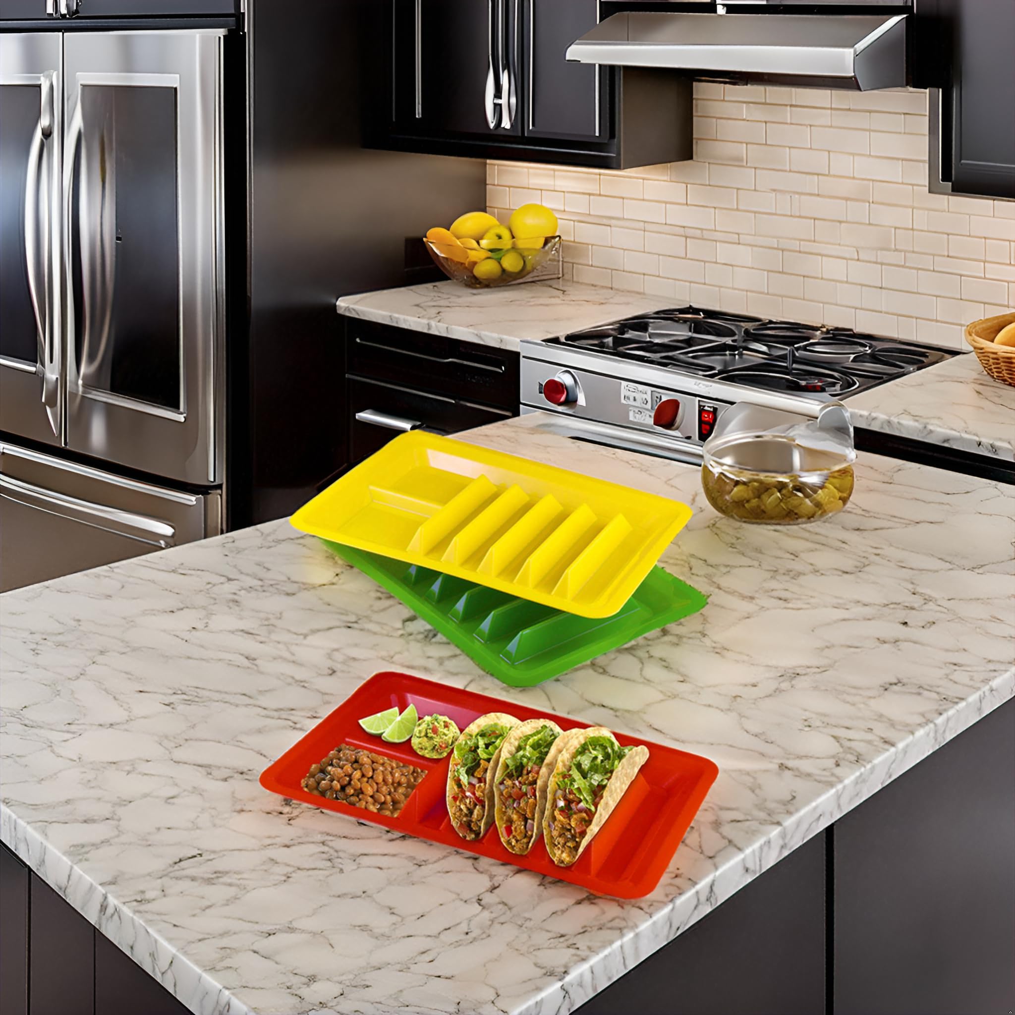 BNYD party-ready plates add color and practicality to casual taco nights.