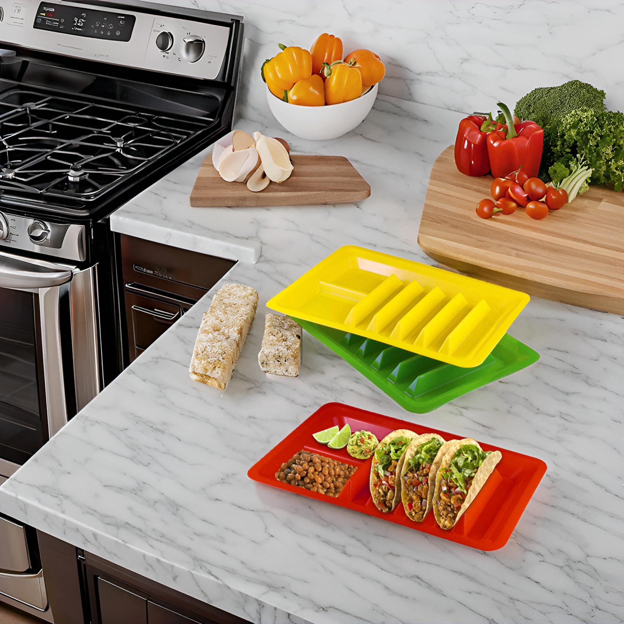 BNYD 3-pack taco plates are dishwasher-safe for simple cleanup after meals.