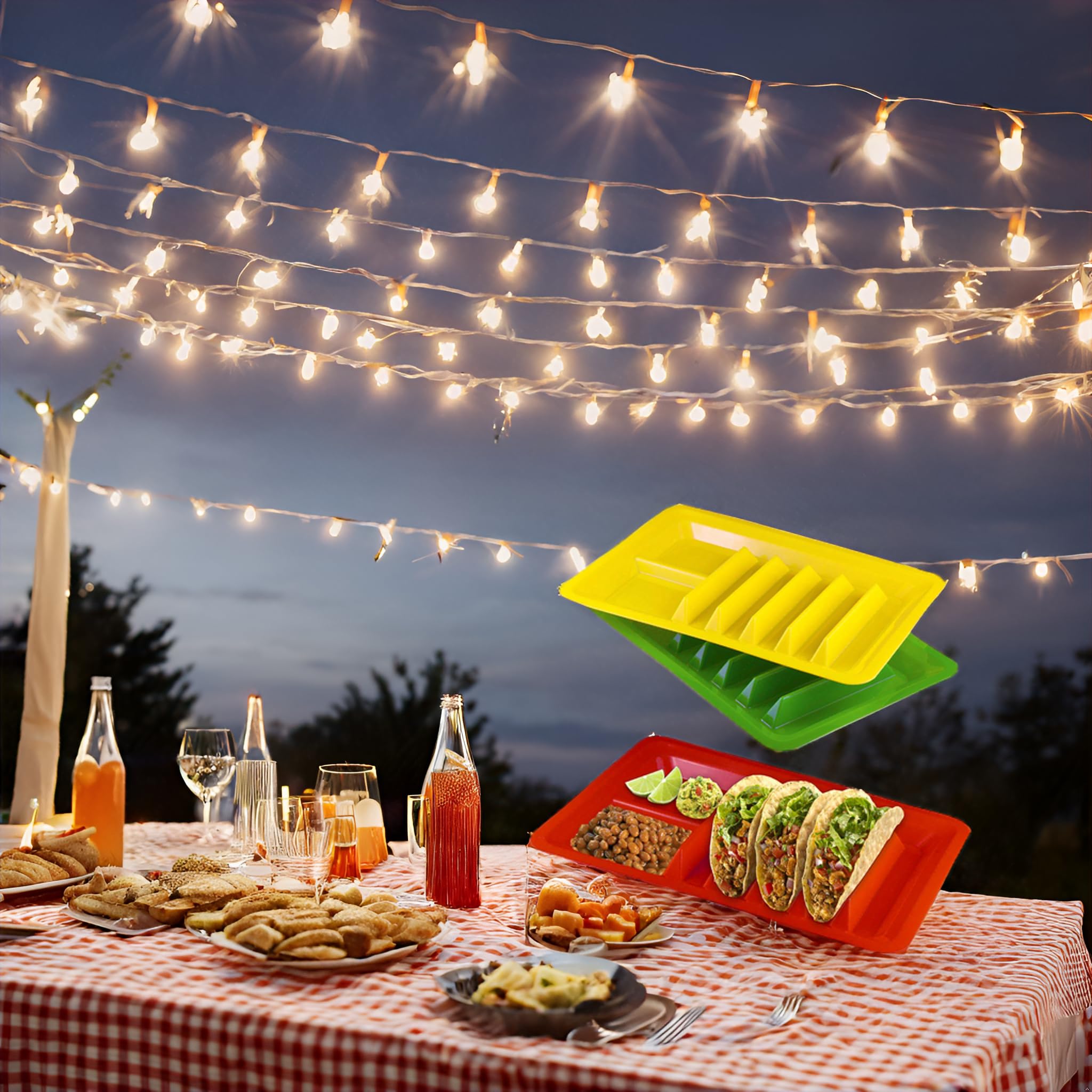 BNYD plates help keep taco shells and toppings organized during gatherings.