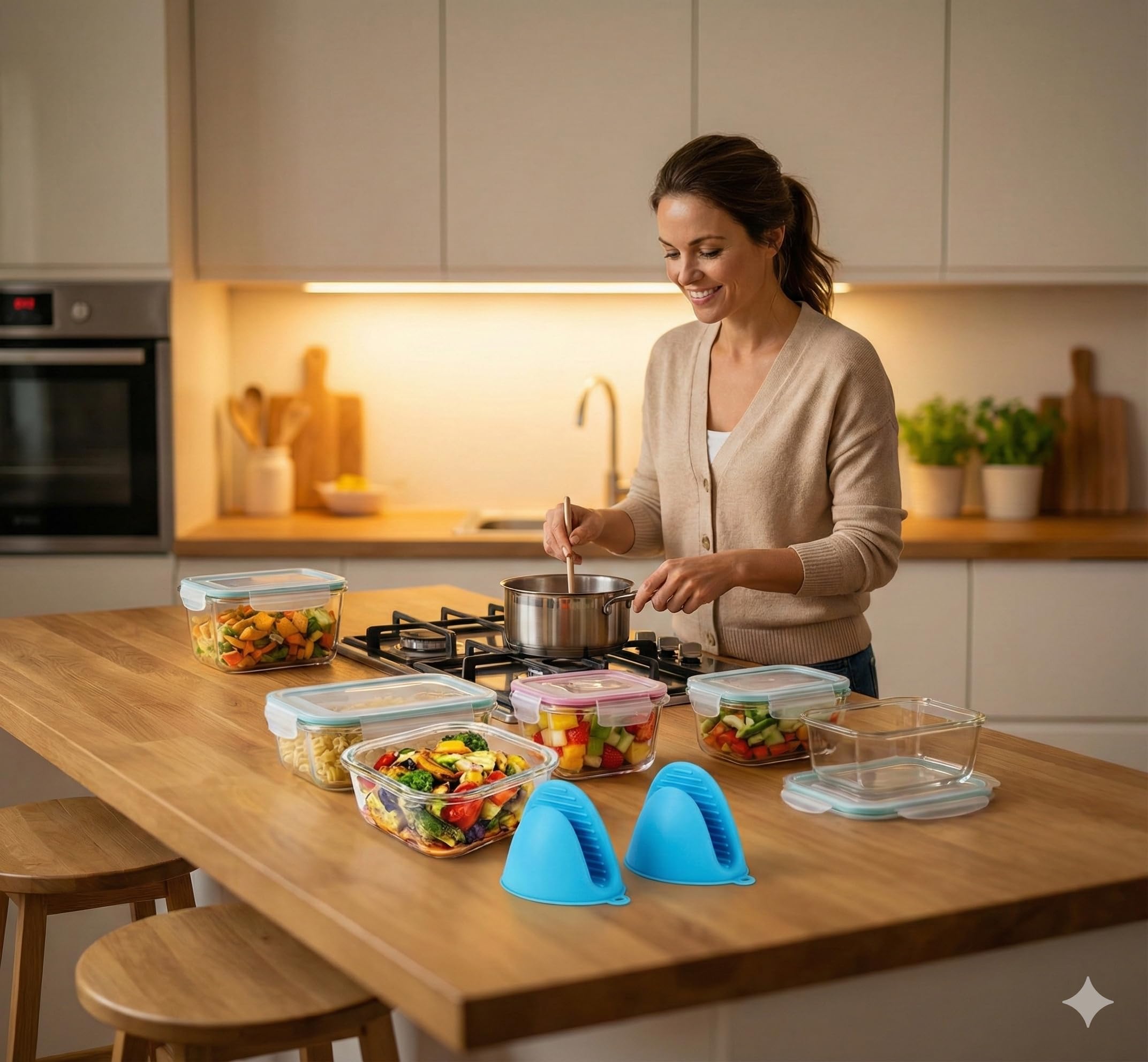 Bo-Toys silicone oven gloves protect hands during baking and handling hot dishes.