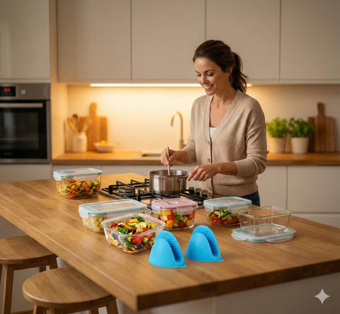 Bo-Toys silicone oven gloves protect hands during baking and handling hot dishes.