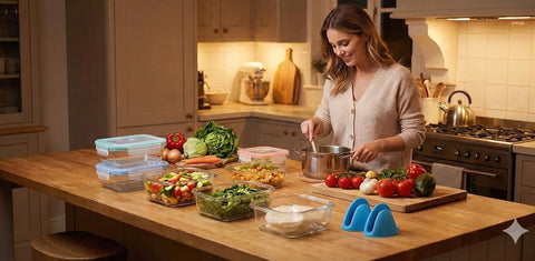 Bo-Toys stackable design saves space in your kitchen.