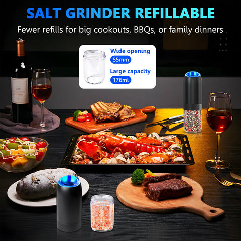 BoAn Gravity grinder blue LED light aids seasoning in low light