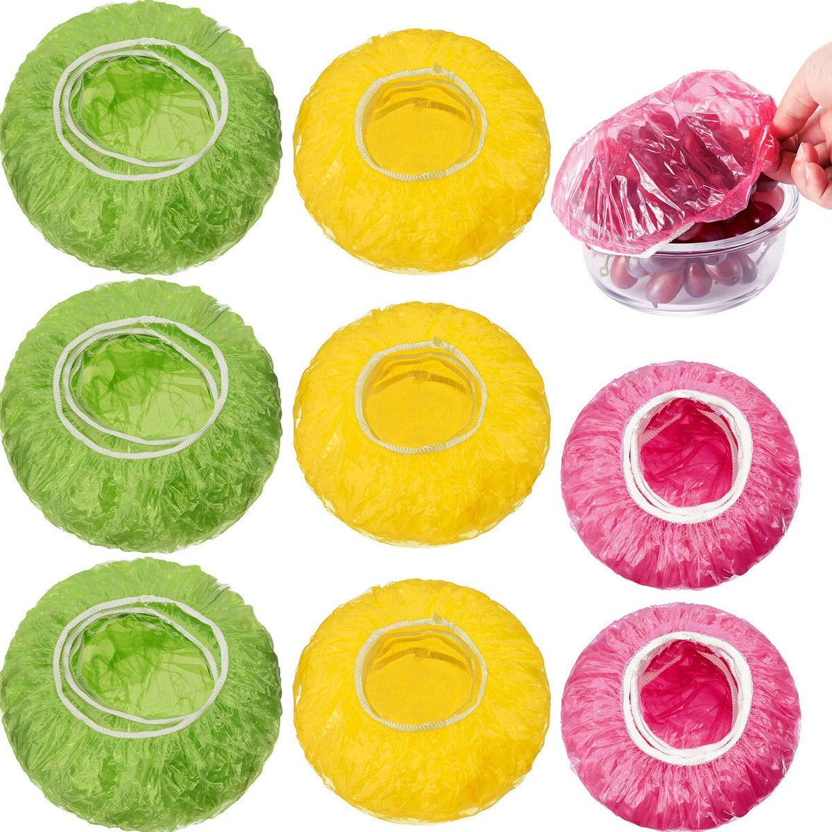 Boao 120-piece elastic bowl covers pack for clutter-free kitchen organization.