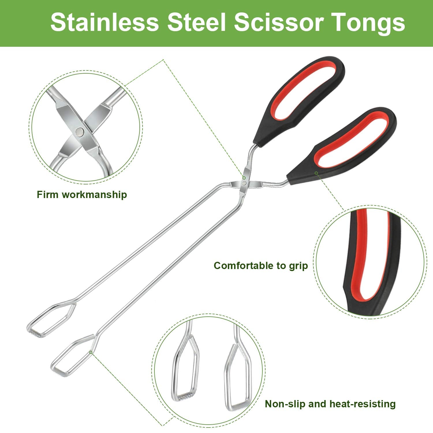 Boao 11-inch tongs in use for grilling larger items