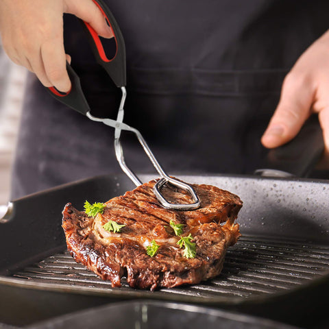 Boao 12-inch tongs in use for barbecue