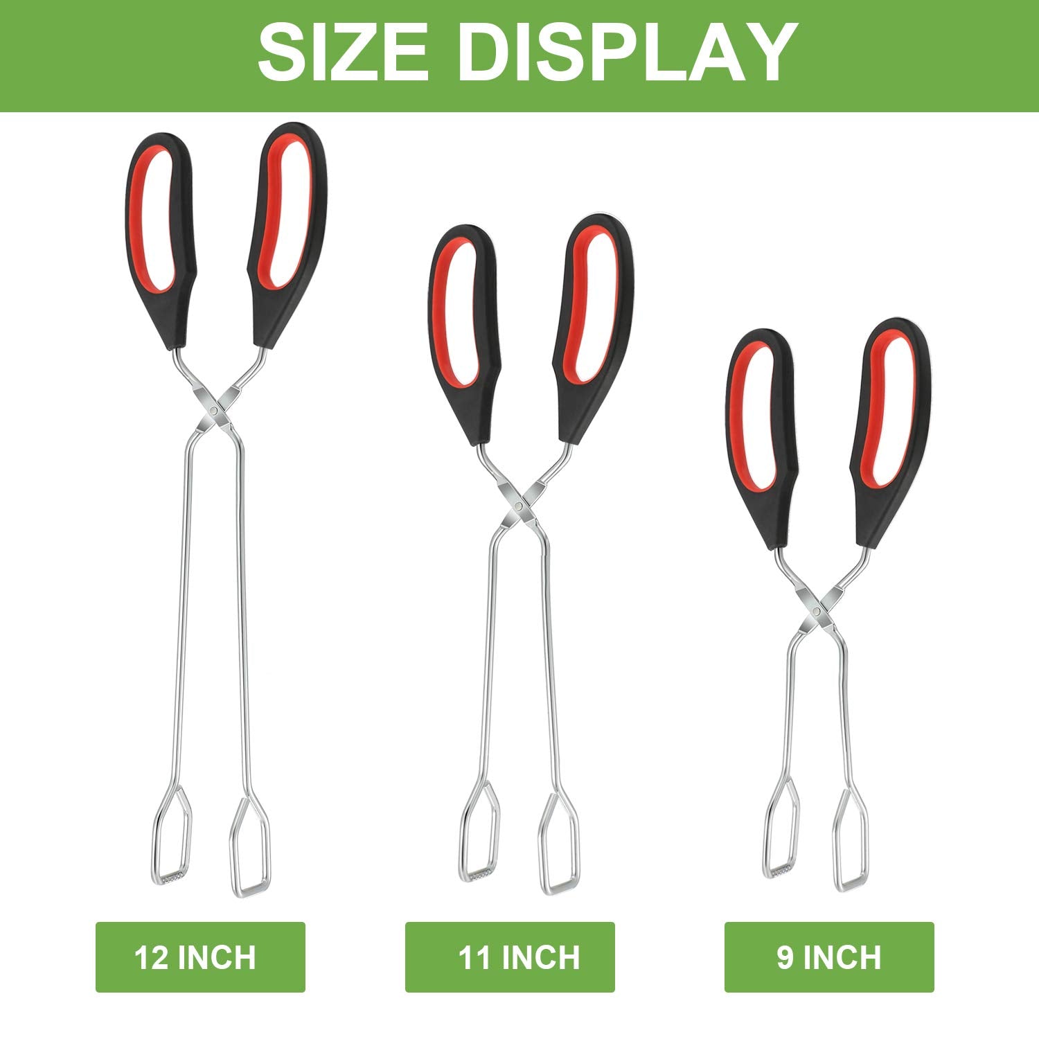 Boao 9-inch stainless steel tongs in action for flipping hot foods