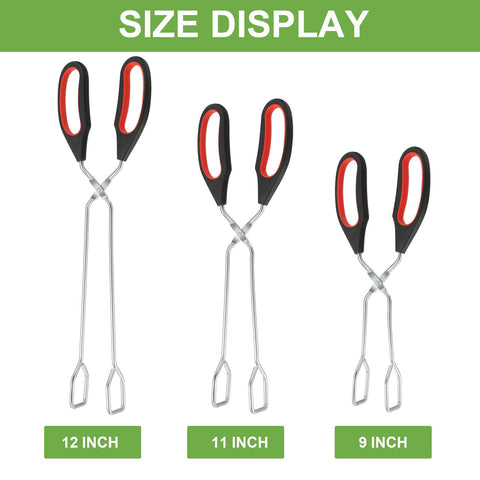 Boao 9-inch stainless steel tongs in action for flipping hot foods