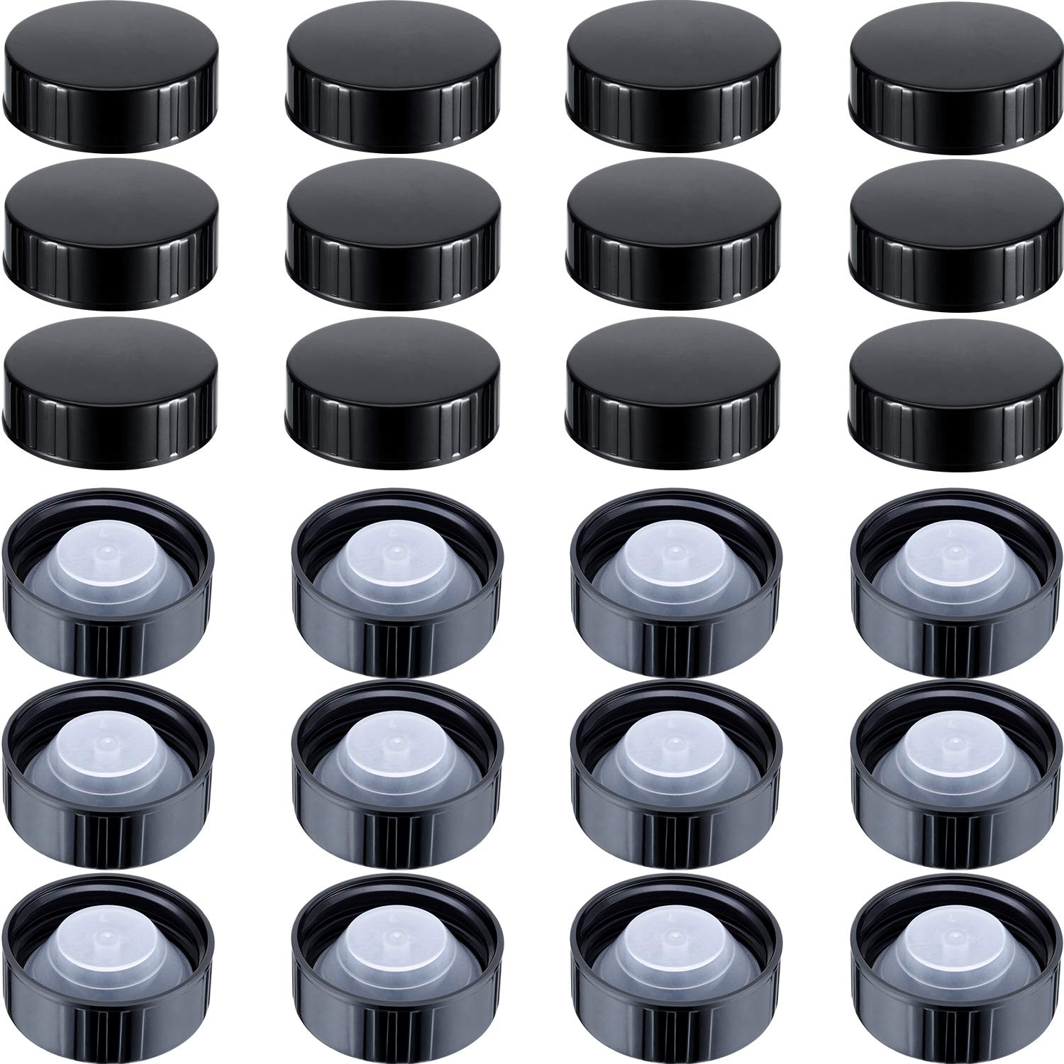 Boao 38mm poly seal cap closeup showing durable, reusable closure for glass bottles.