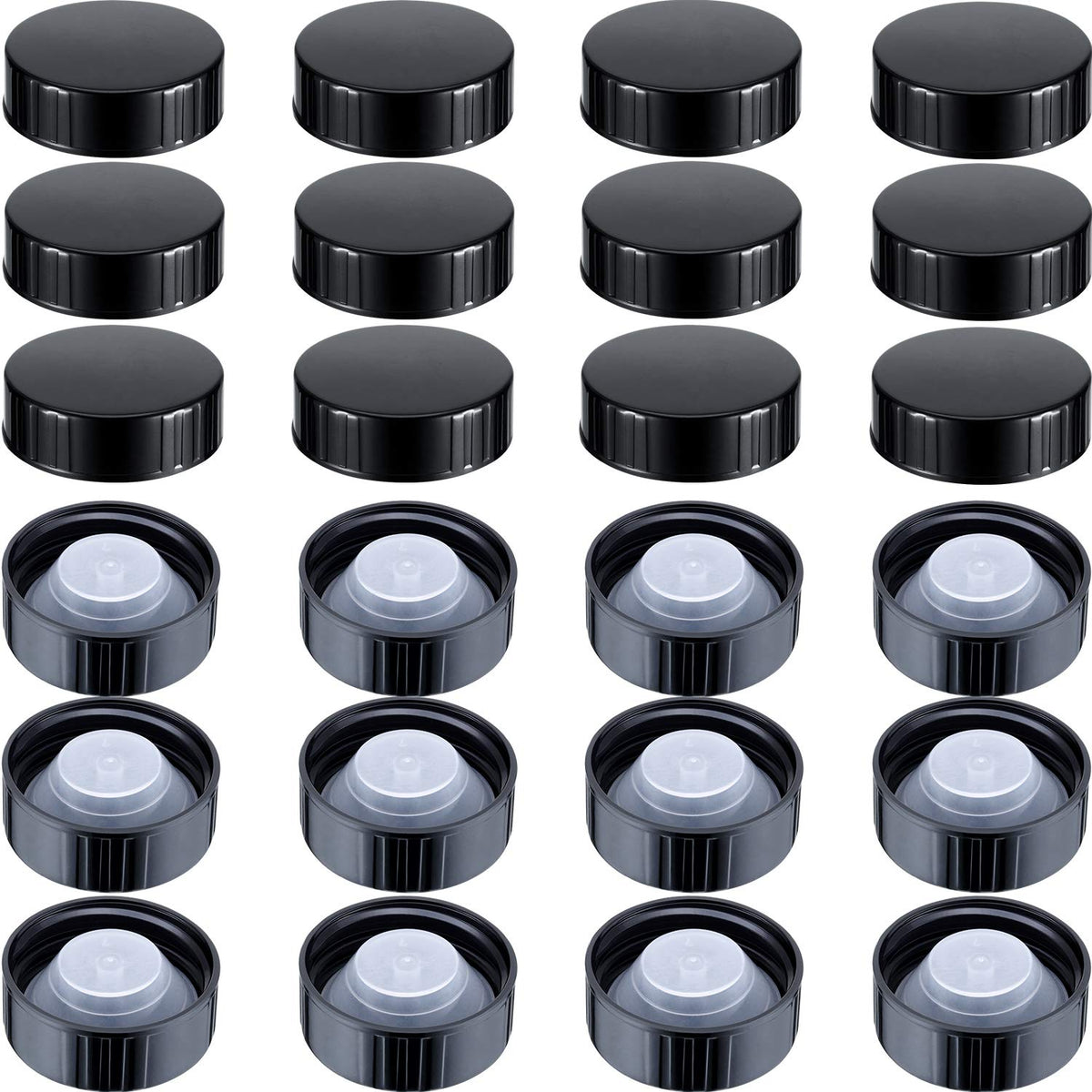 Boao 38mm poly seal cap closeup showing durable, reusable closure for glass bottles.