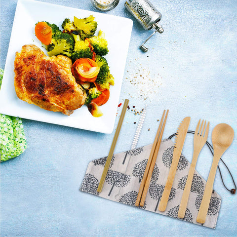 Boao bamboo fork knife spoon chopsticks set for versatile meals