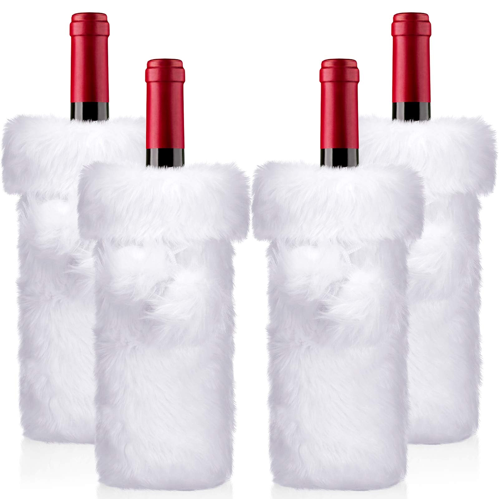 Boao Christmas faux fur wine bottle cover white adds festive ambiance to your table