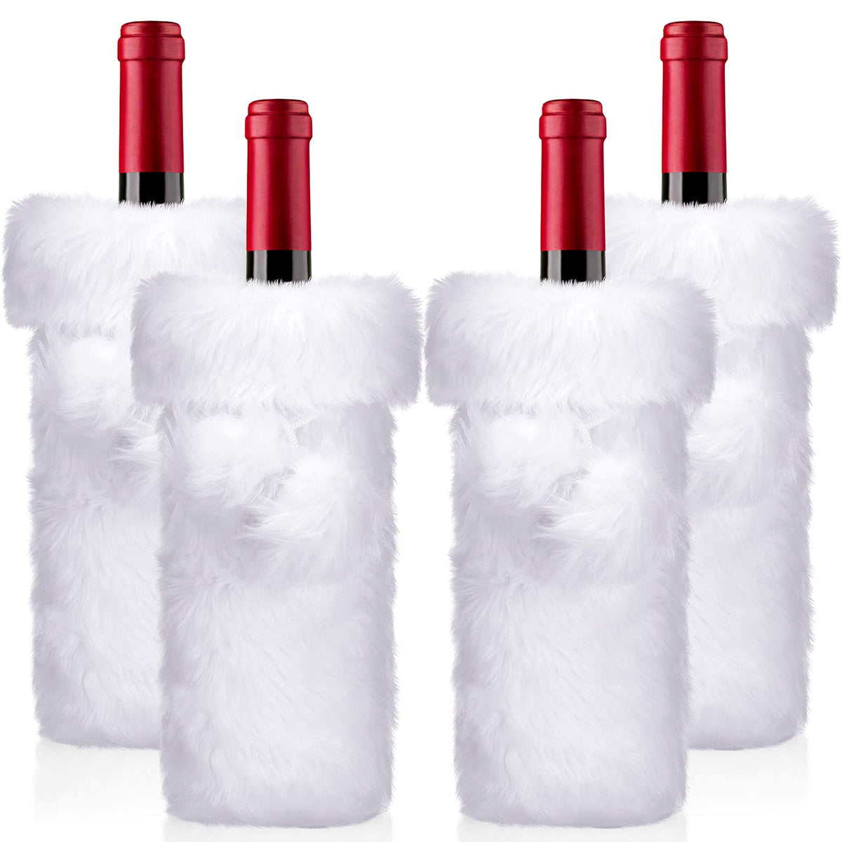 Boao Christmas faux fur wine bottle cover white adds festive ambiance to your table