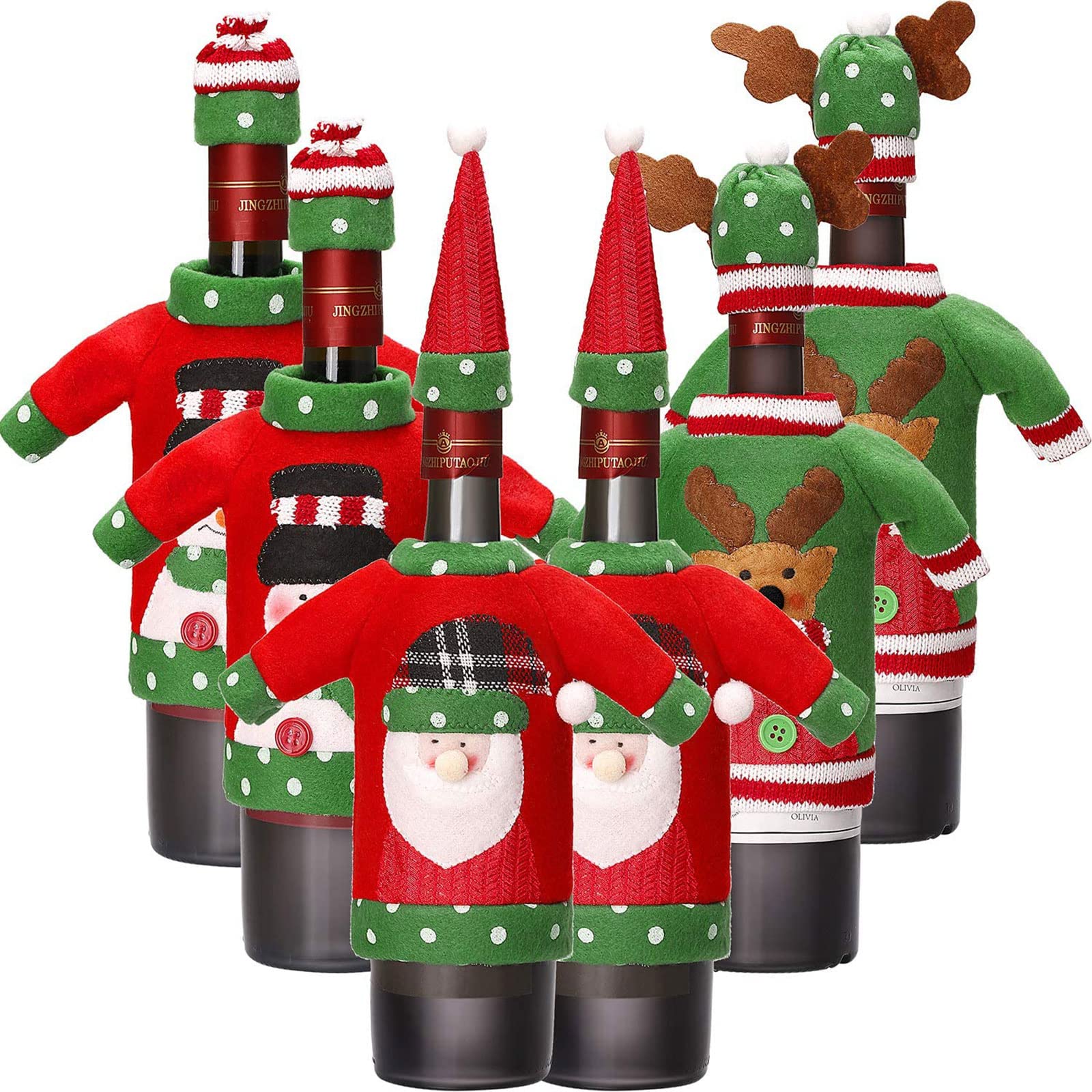 Boao Santa wine bottle cover with hat for festive table decor