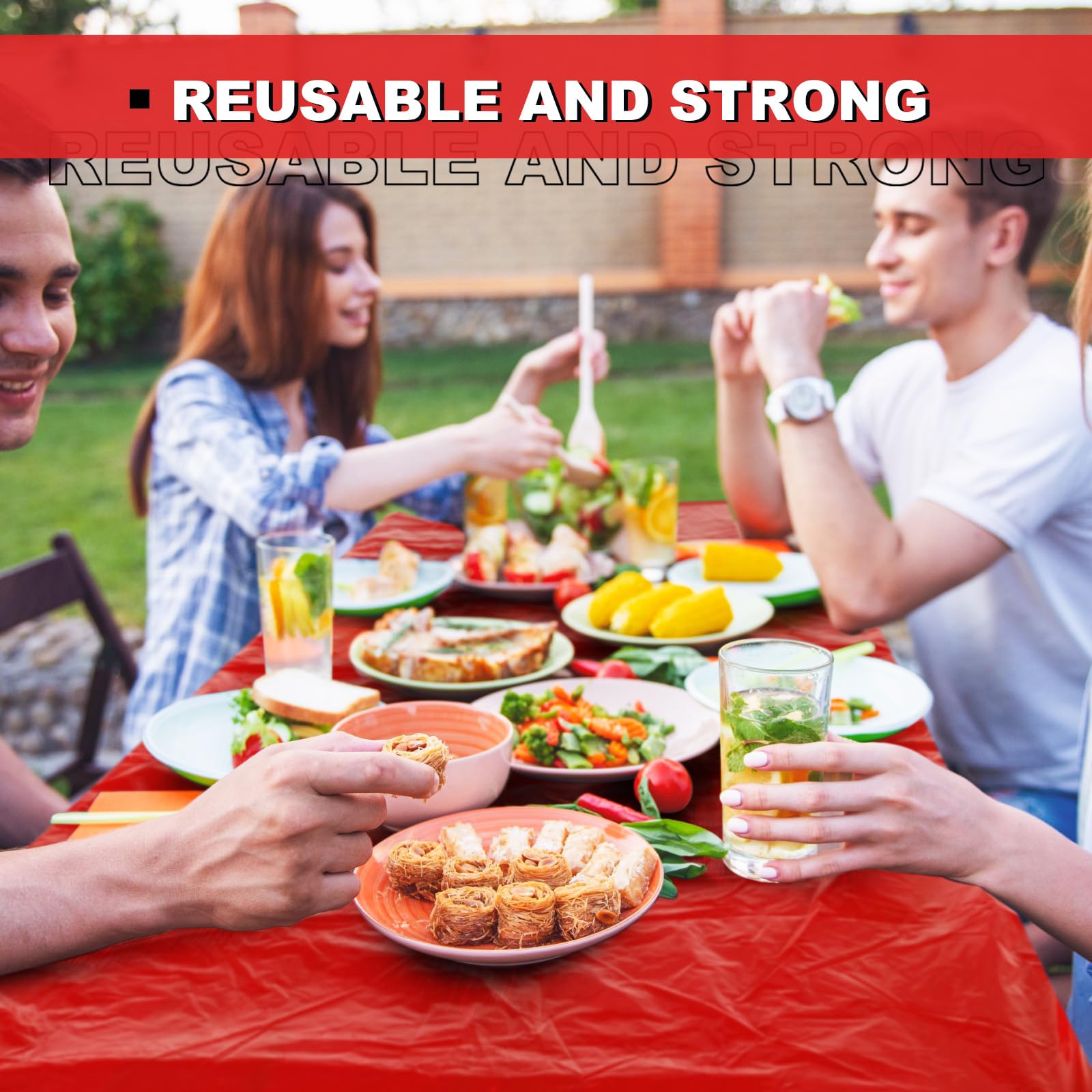 Boao durable plastic red tablecover ideal for crafts and parties with easy cleanup.