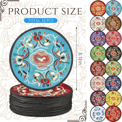 Boao embroidered floral coaster highlights intricate stitching for elegant tabletop décor.