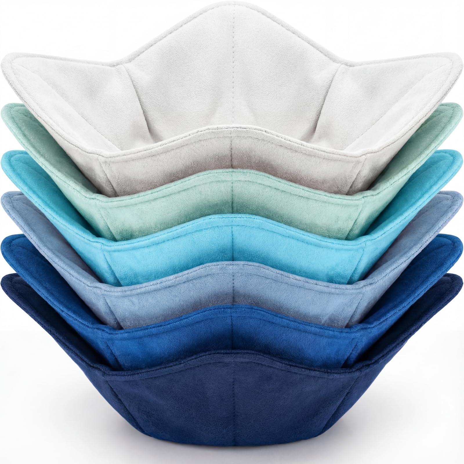 Boao blue microwave bowl cozy with edge grip for safe removal.