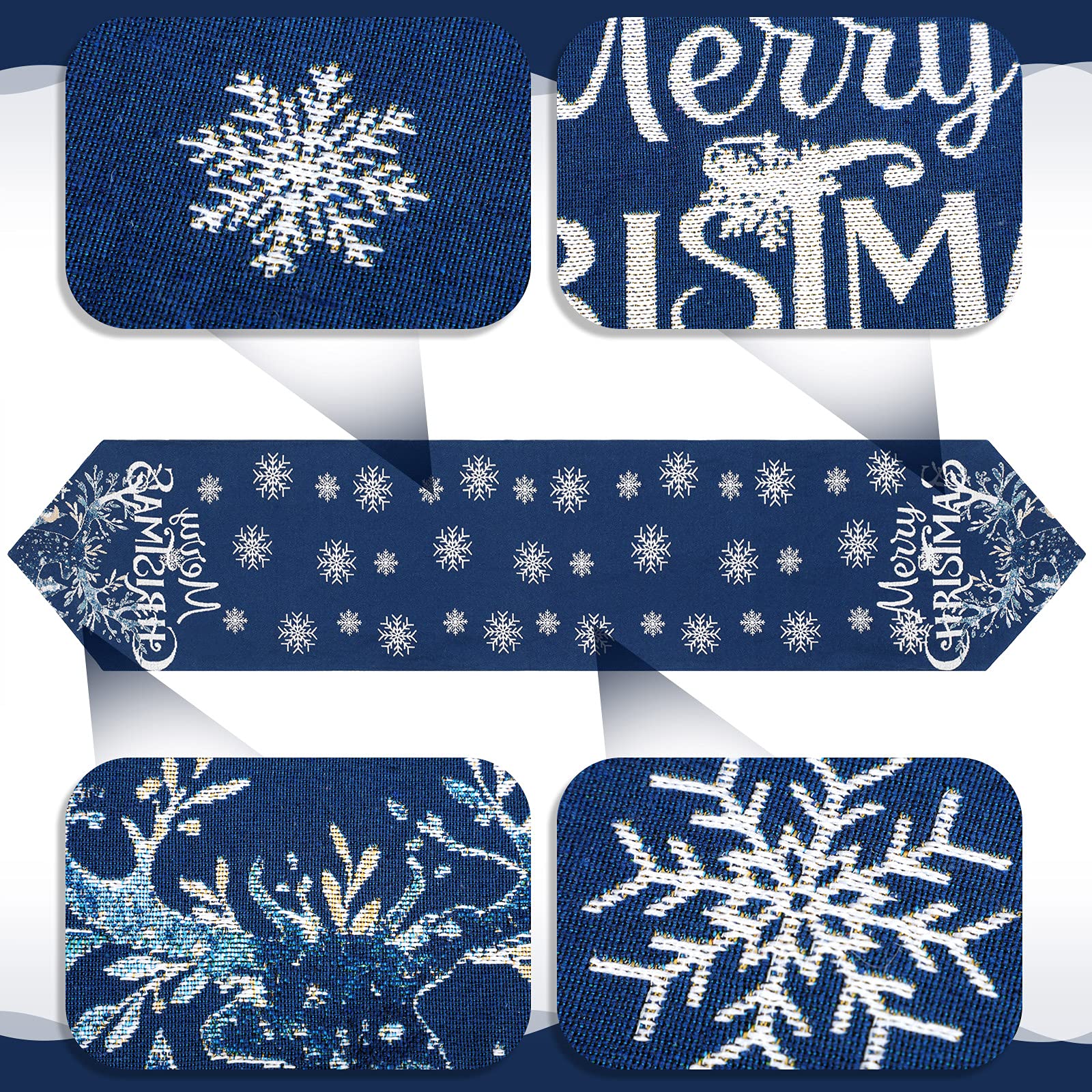 Boao navy blue holiday table decor runner on a festive table