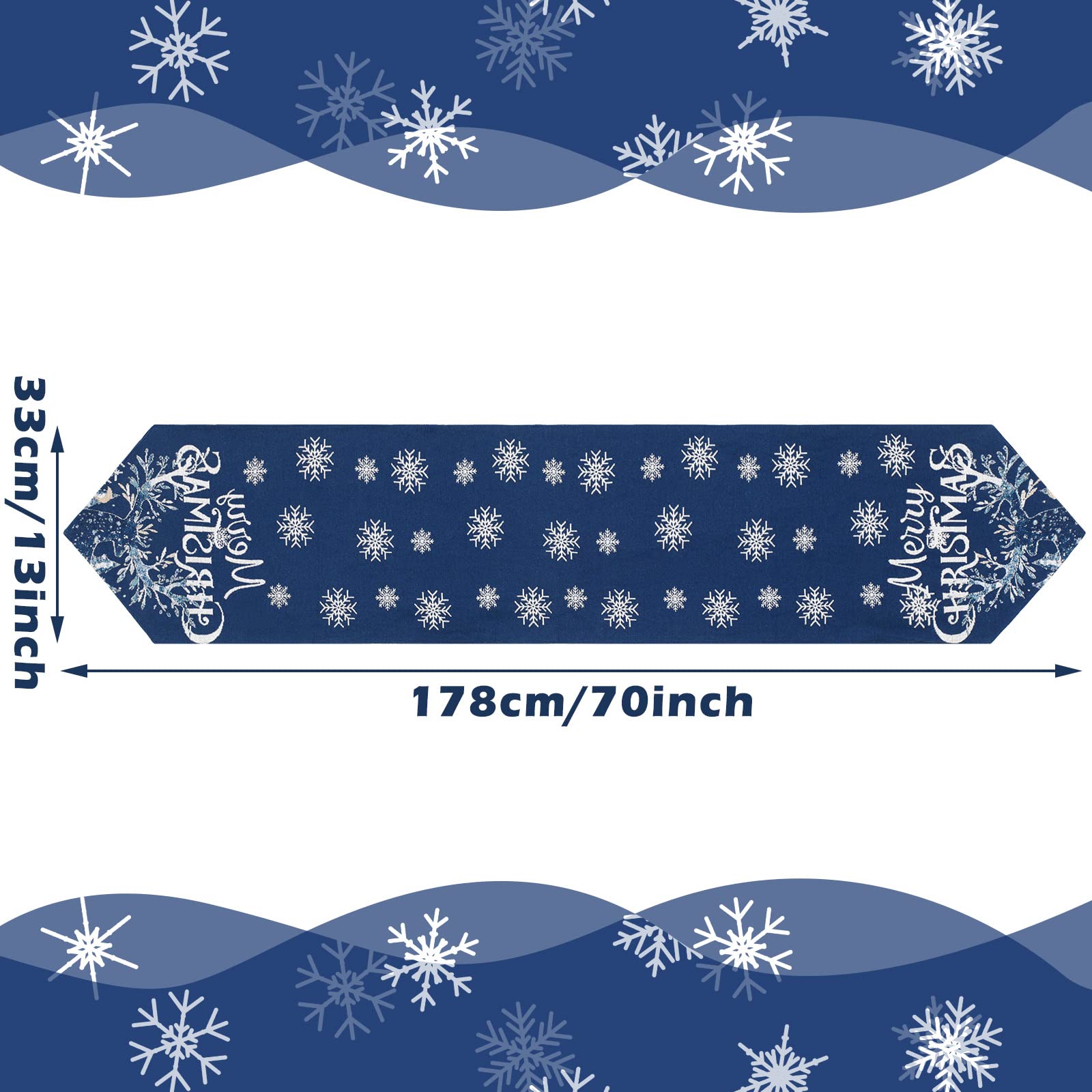 Close-up of Boao navy blue table runner fabric texture