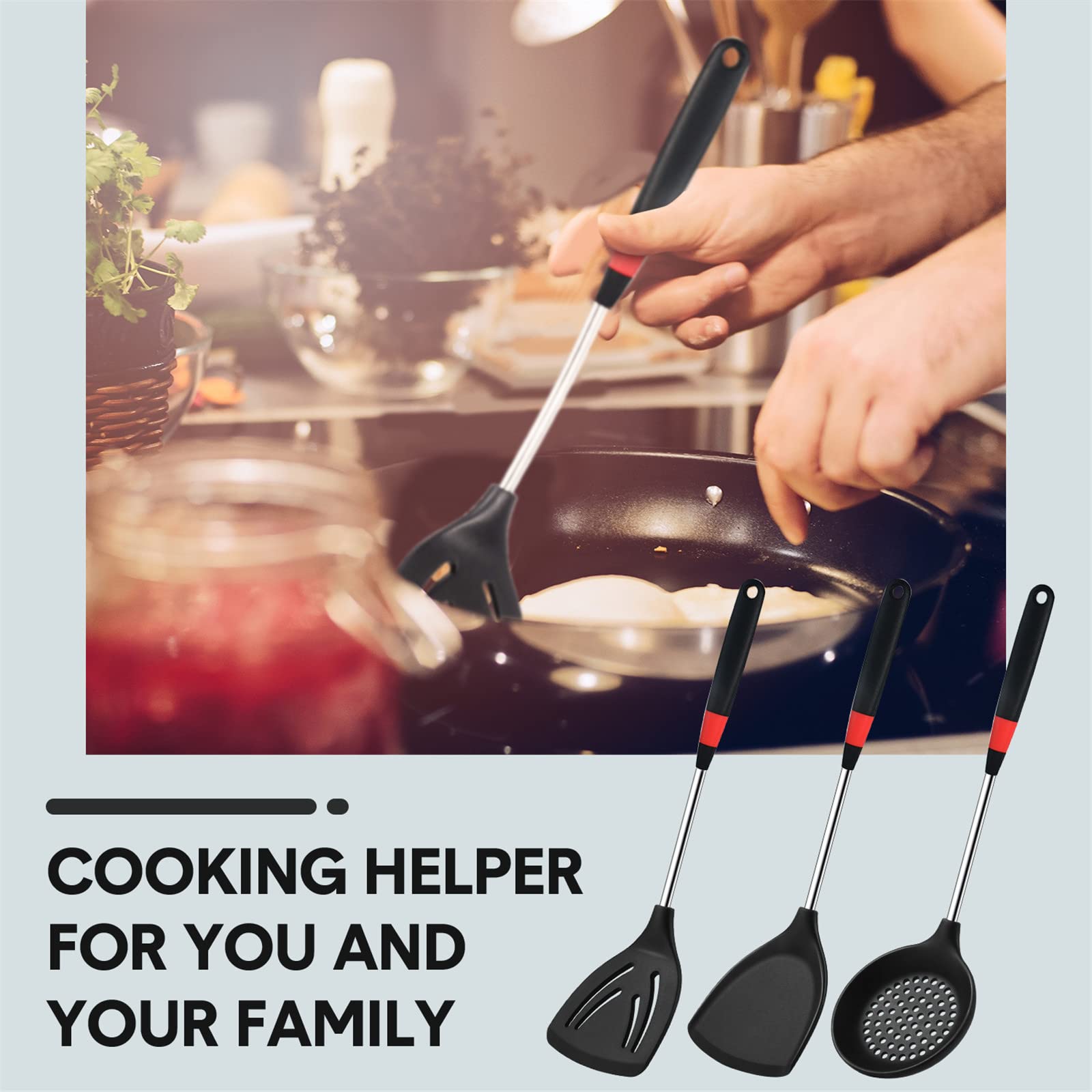 Boao nonstick spatula protects delicate pans while turning and stirring.