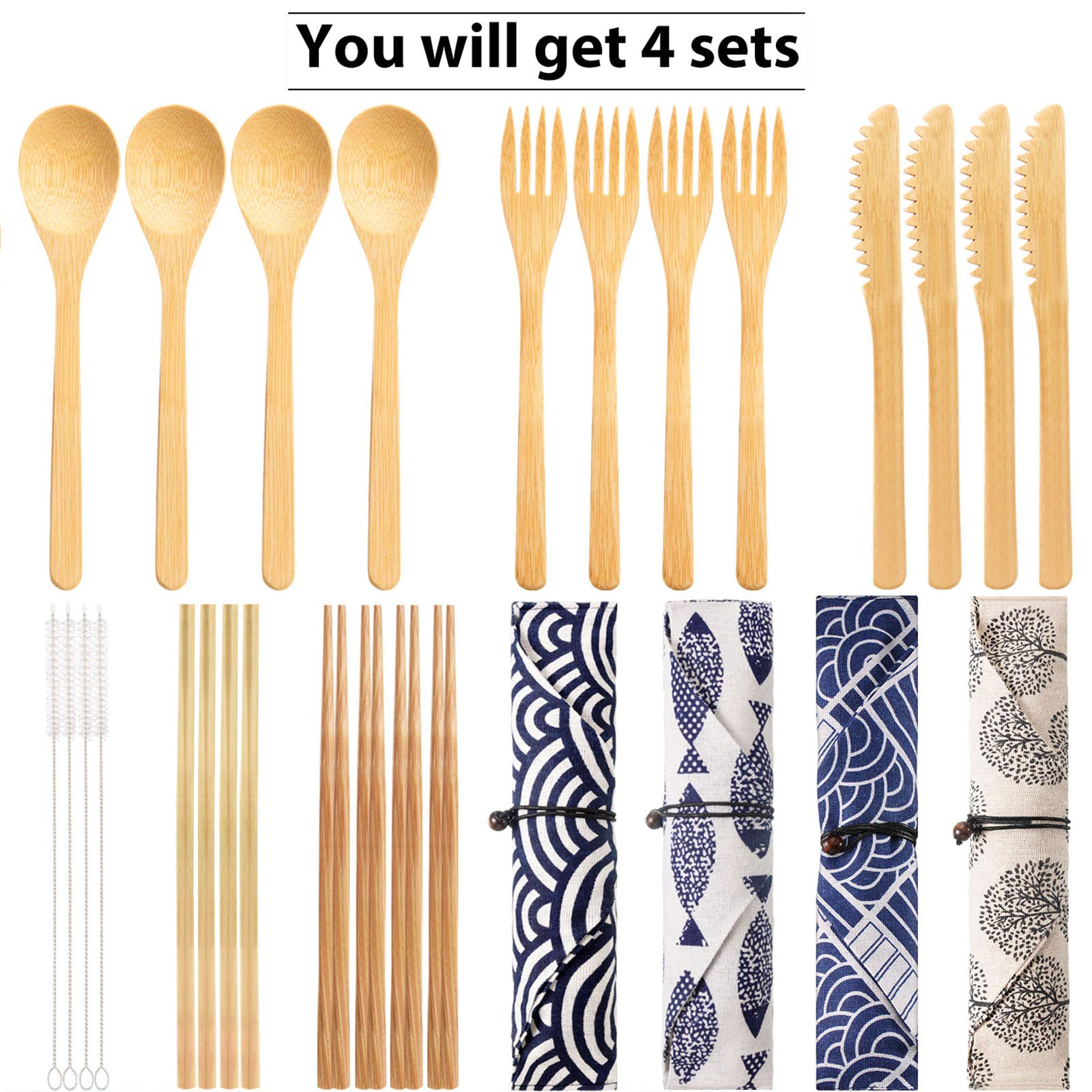 Boao picnic camping kitchen setup with portable bamboo utensils