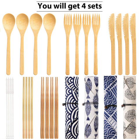 Boao picnic camping kitchen setup with portable bamboo utensils