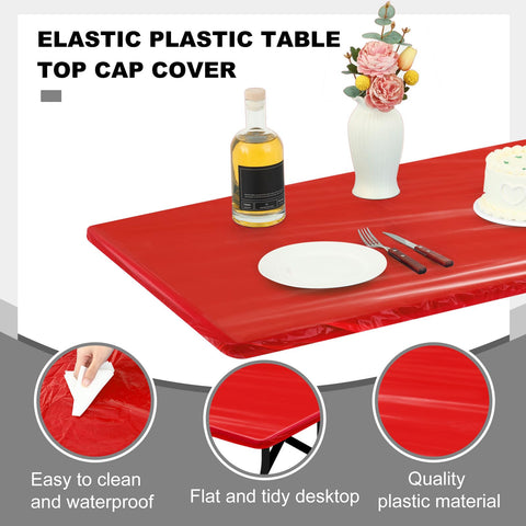 Boao rectangle red tablecloth pack of 6 with snug elastic fit for tables.