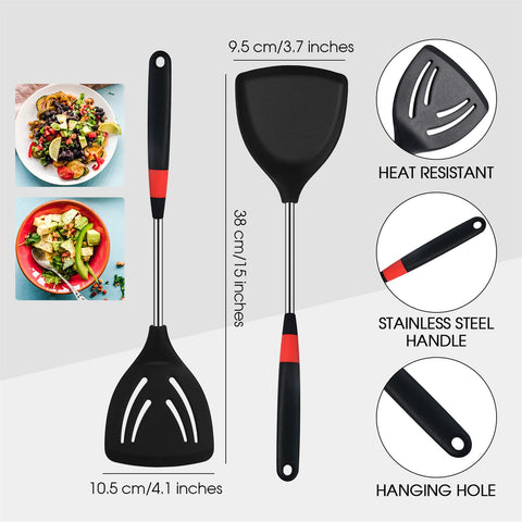 Boao silicone spatula with slotted spoon for draining pasta easily.