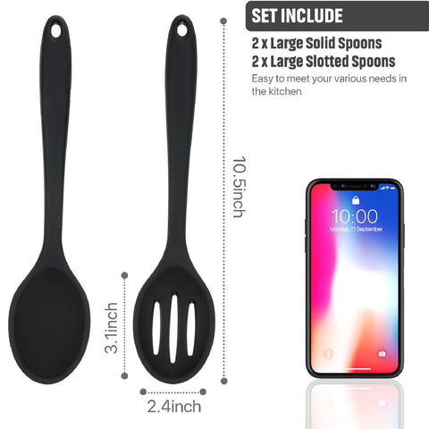 Boao silicone spoons-slotted-spoons drain liquids while mixing