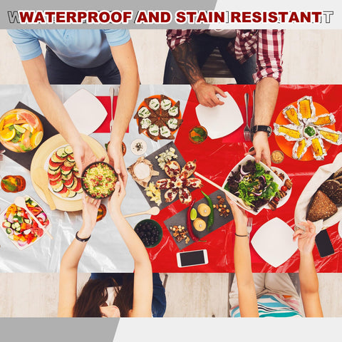 Boao six-pack red tablecloths ready for frequent events and gatherings.
