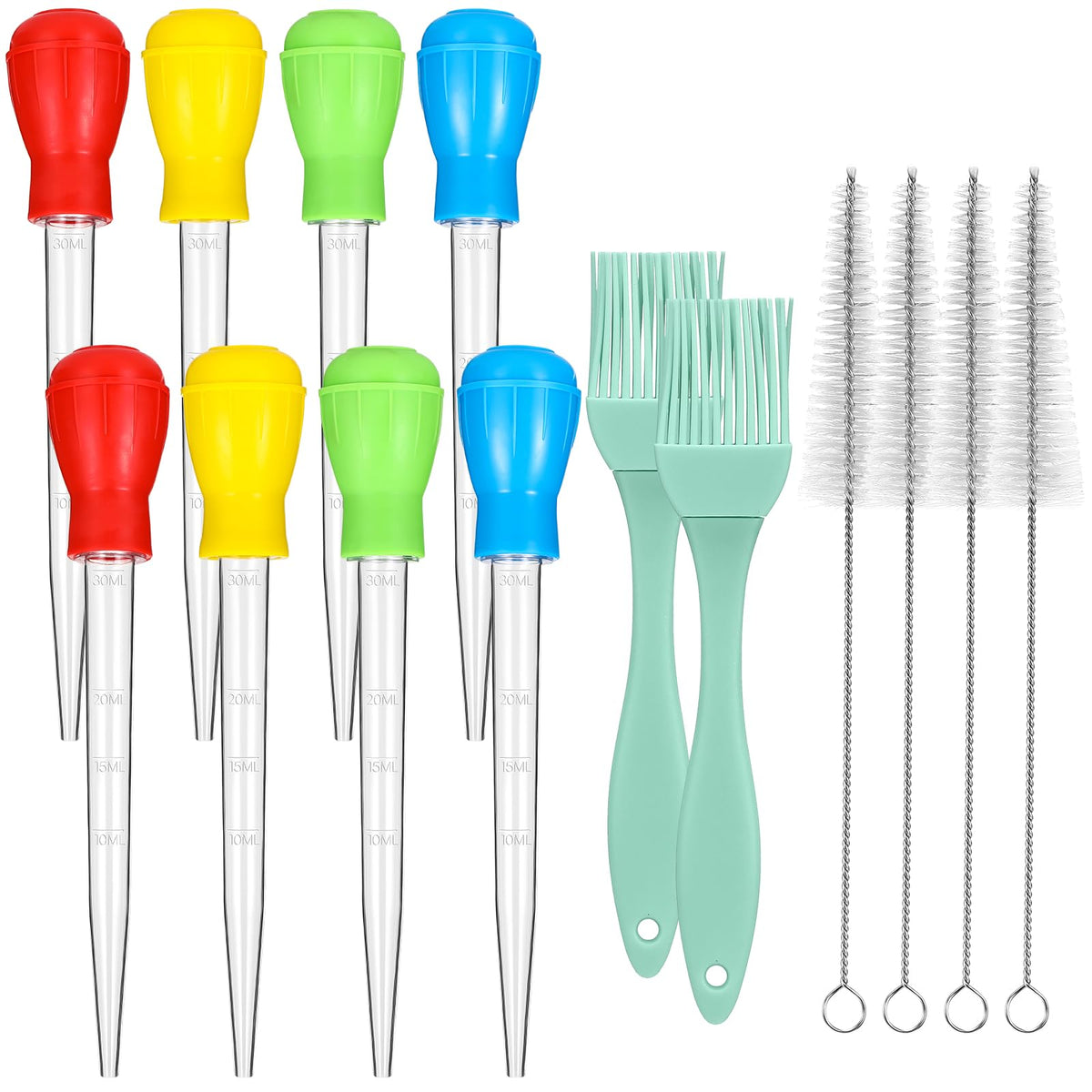 Boao turkey baster set in bright colors for roasting and juicing.