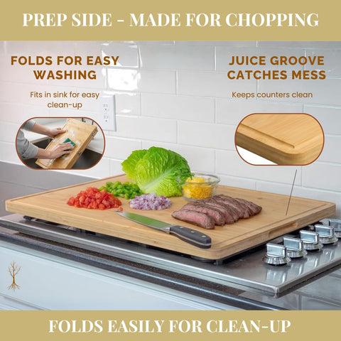 BOARDWELL folding hinges enable easy rinse and compact storage.