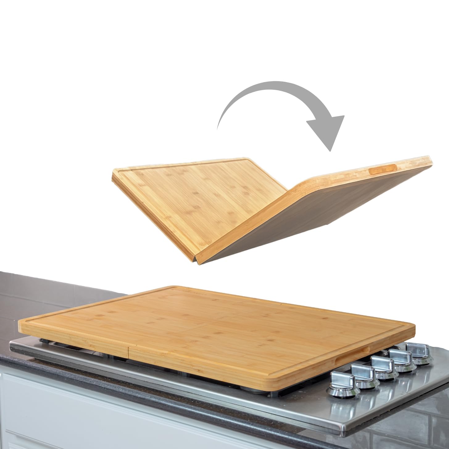 BOARDWELL XL foldable stovetop cover adds extra counter space for big prep.