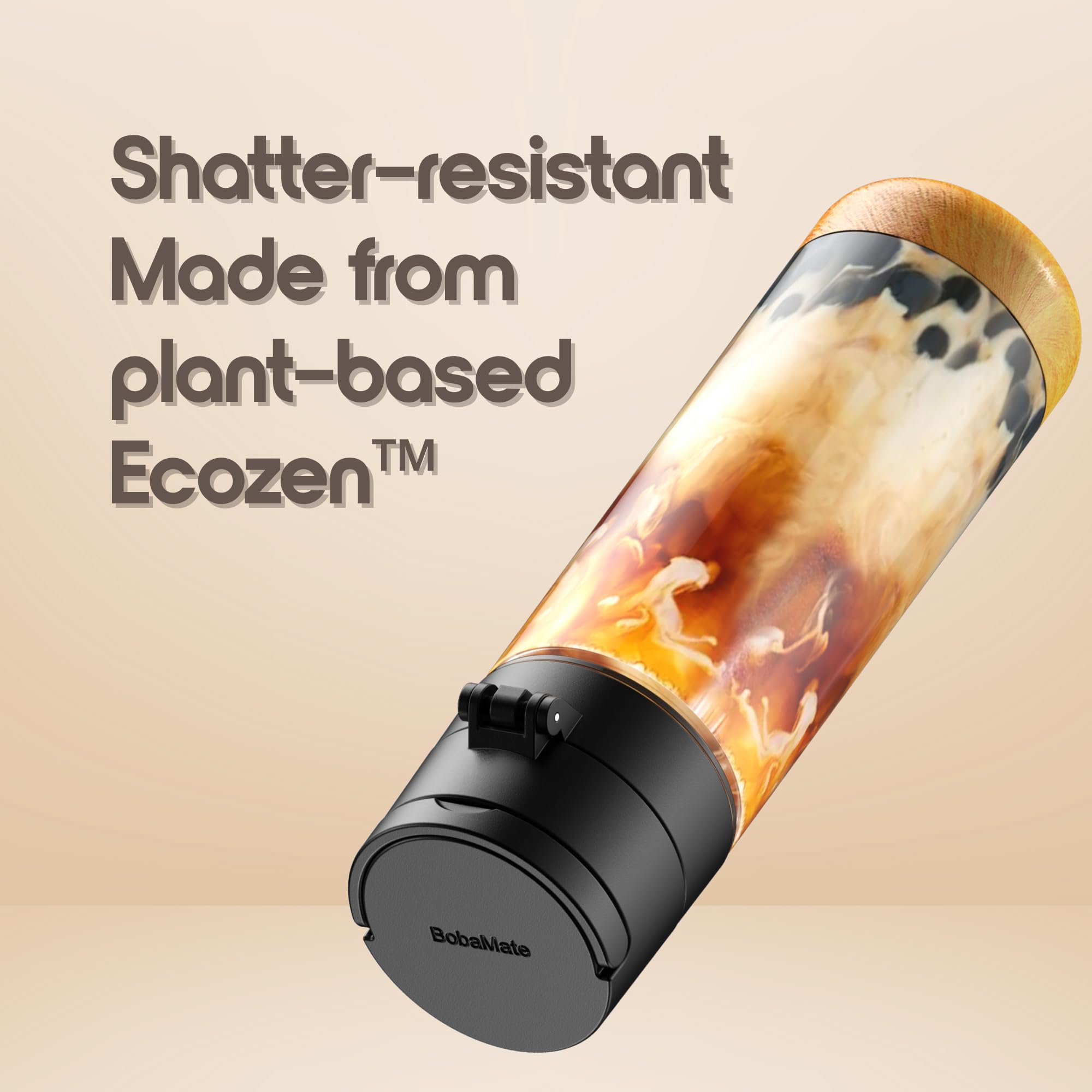 BobaMate 25oz fits standard cup holders for secure travel