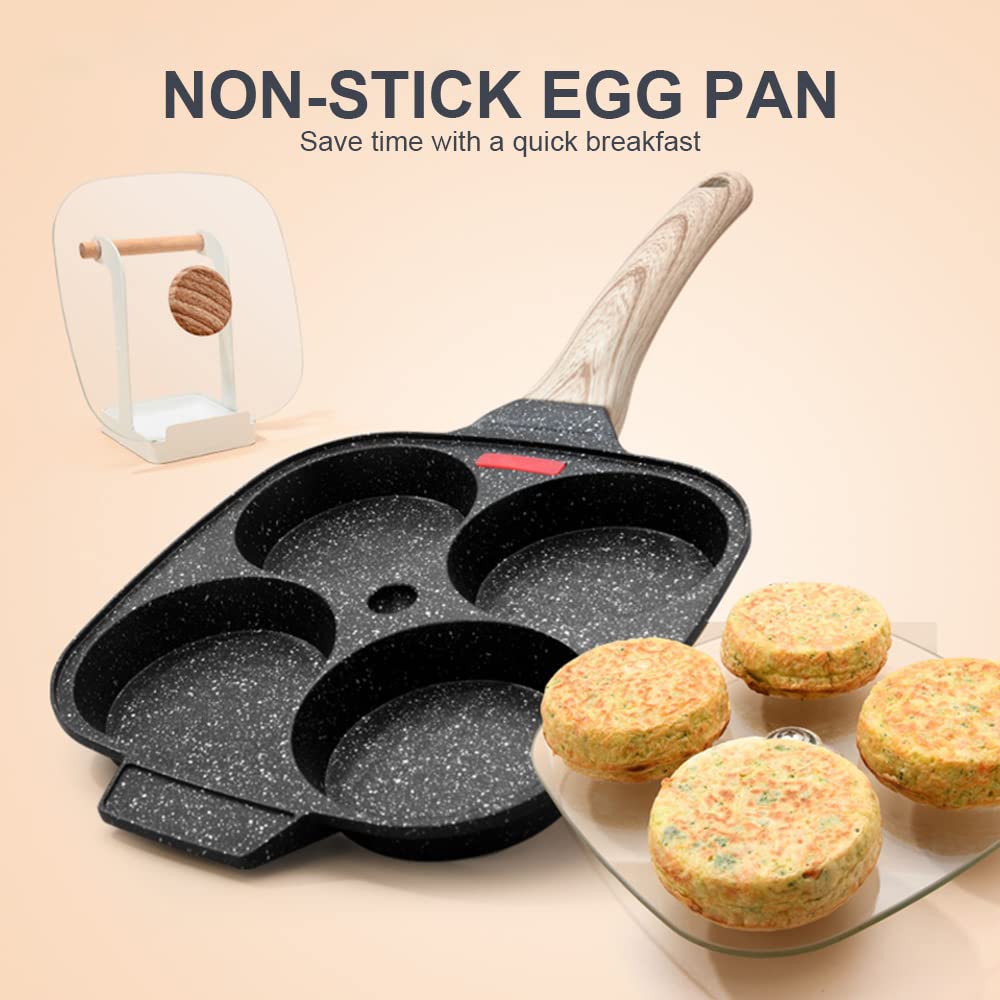 Bobikuke four-compartment egg pan enables omelets and sides for faster cooking.