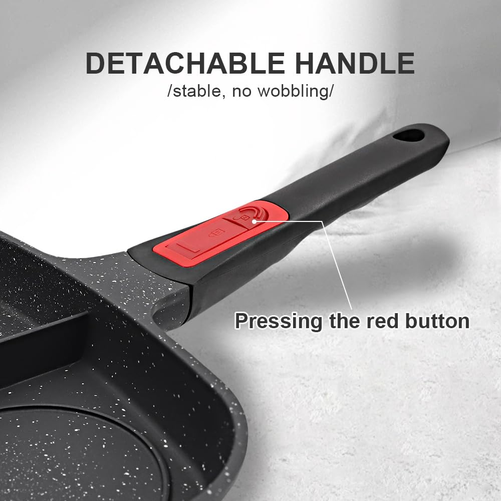 Bobikuke square skillet with lid provides contained cooking and even heat retention.